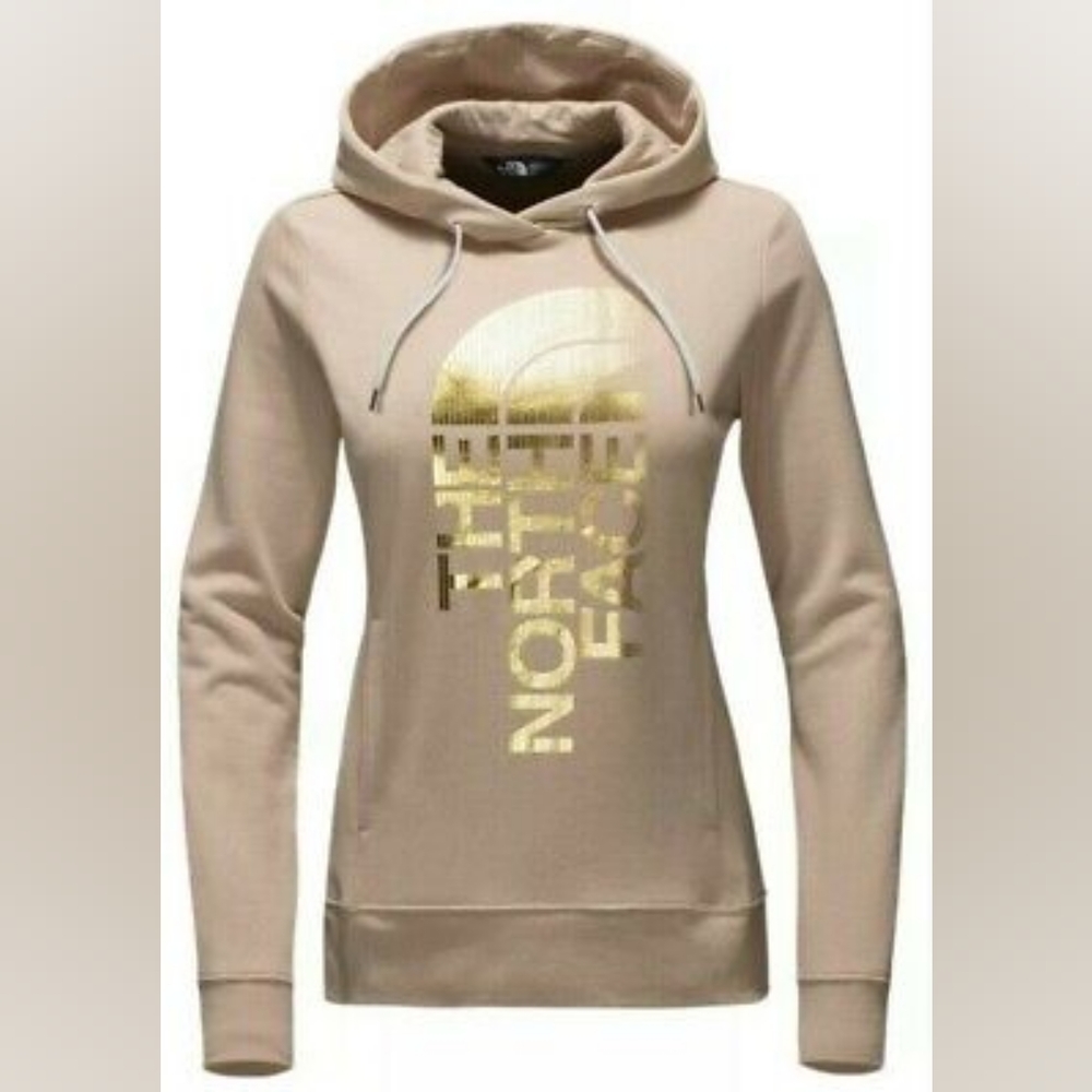 The North Face Hoodie Sweatshirt Light Golden brown w/Gold Foil Logo Size Small